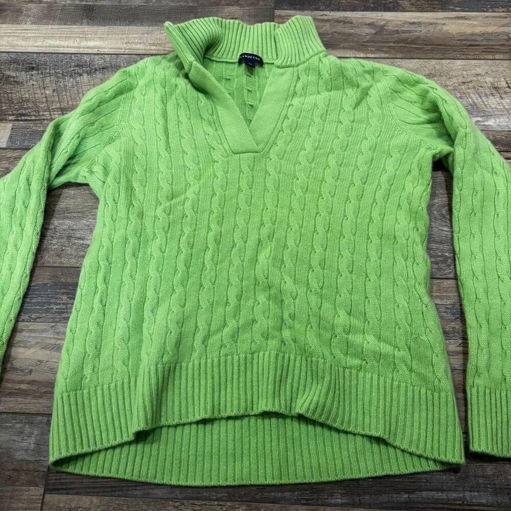 BOUTIQUE Lime Cable Knit Women's Green Top Small Collared Autumn Soft Sweater